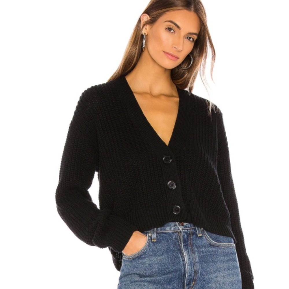 27 MILES MALIBU x REVOLVE Madison Chunky Cropped Knit Cardigan, Black Size Small